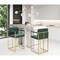 Iconic Home Gertrude Bar Stool or Counter Stool Chair PU Leather Upholstered Square Arm Design Architectural Goldtone Solid Metal